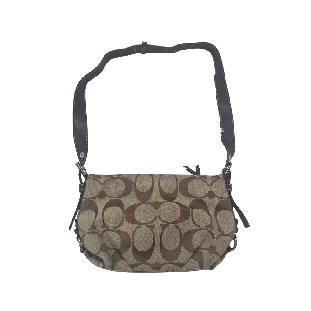 Coach C1075 F15068 Signature Shoulder Hand Bag Outside Pocket Vintage Y2K